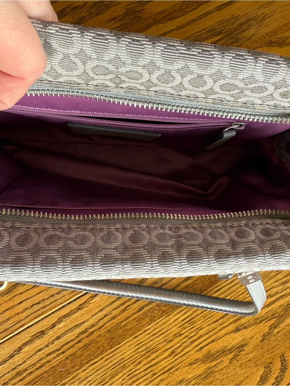 Coach Silver Signature Jacquard Turn-Lock Shoulder Bag - Picture 6 of 6